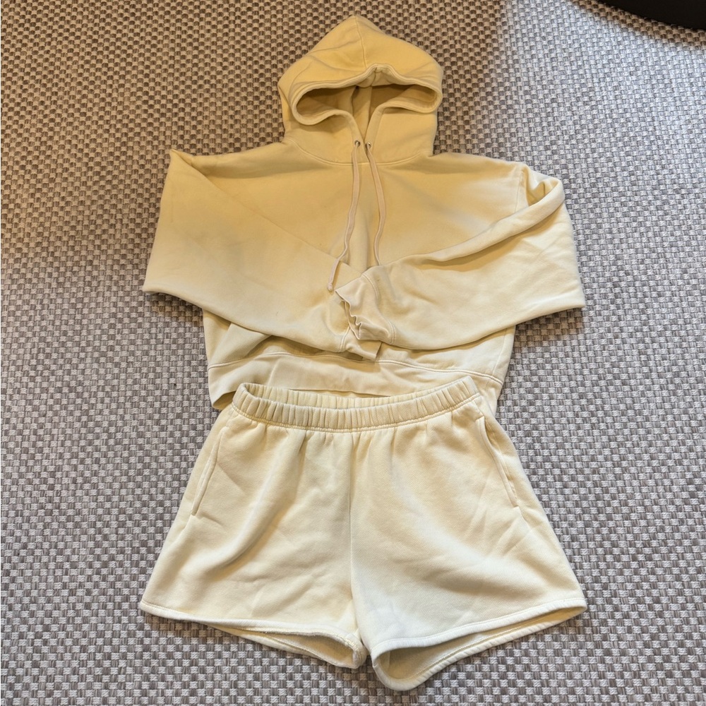 J. Crew Butter Yellow Hoodie & Shorts Set